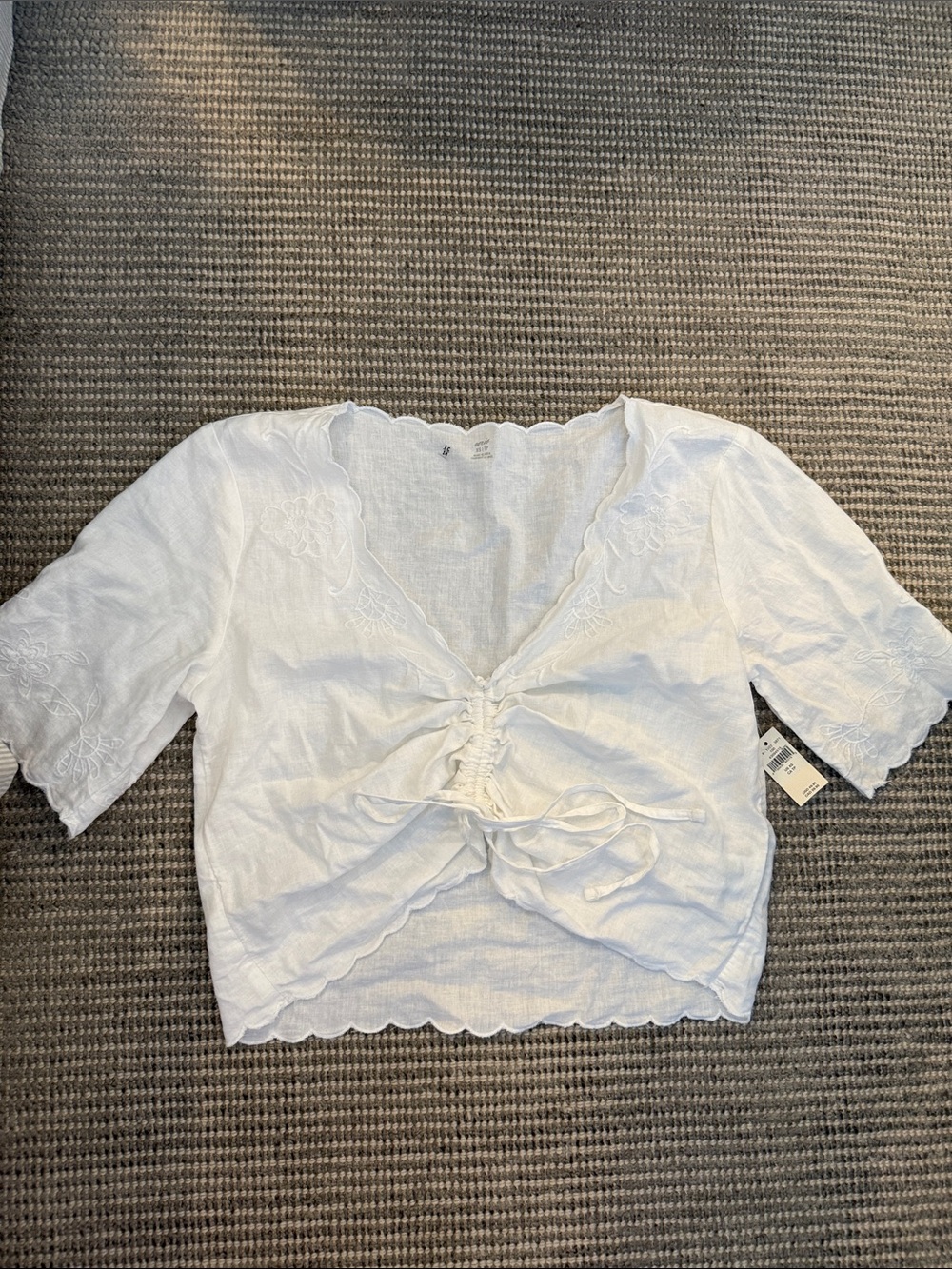Aerie Linen Embroidered Top NWT